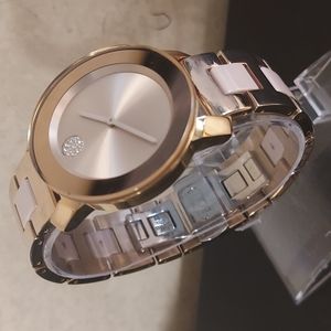 WOMEN'S MOVADO BOLD TWO TONE GOLD AND BLUSH WATCH